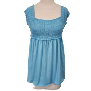 Tart Intimates Sleepwear PJ Top Small Smocked Stretch Soft Comfy Lounge Blue